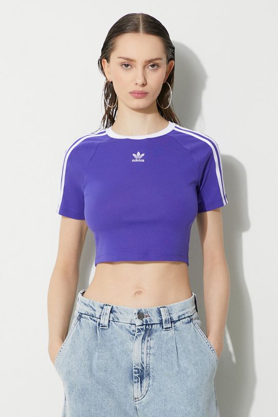 adidas Originals t-shirt 3-Stripes Baby Tee round neck violet IP0661