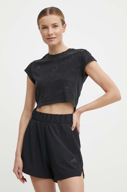 Bavlnené tričko adidas nášivka čierna IQ3692