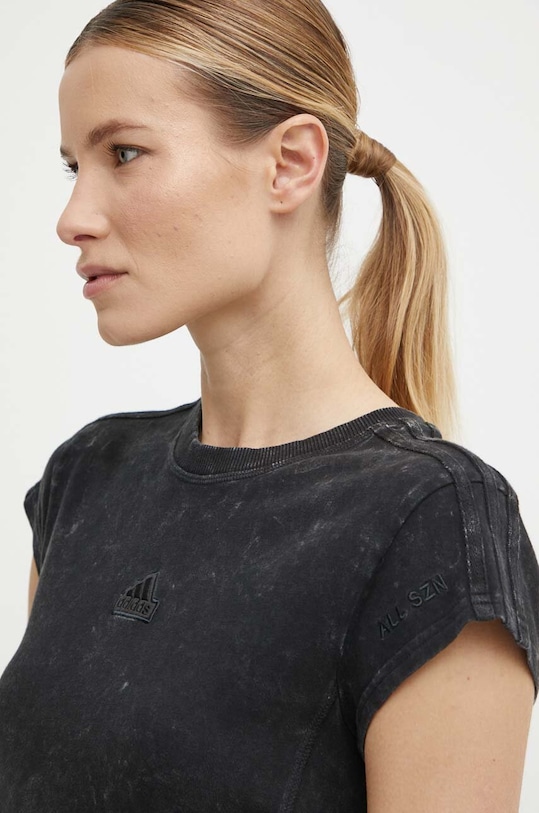 Bavlnené tričko adidas čierna IQ3692