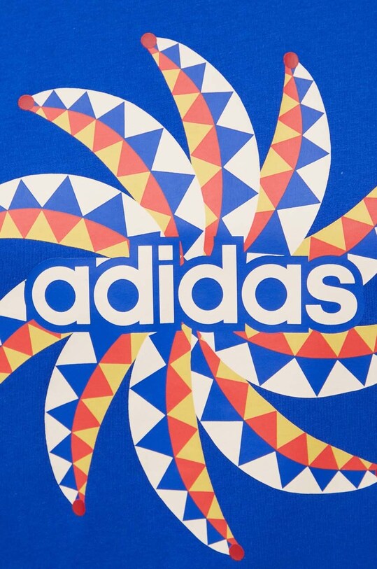adidas t-shirt bawełniany x FARM Rio IQ4485 niebieski