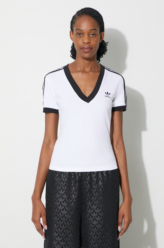 adidas Originals t-shirt 3-Stripe V-Neck Tee regular white IR8114