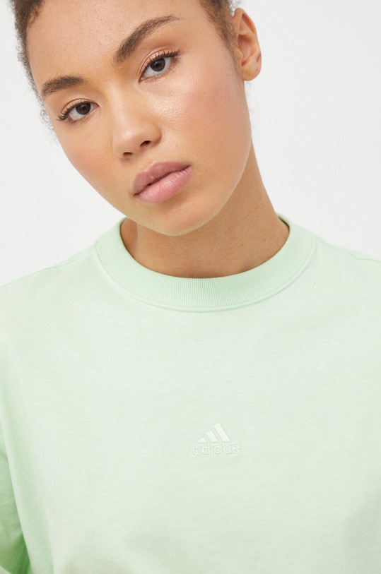 Bavlněné tričko adidas zelená IR8871