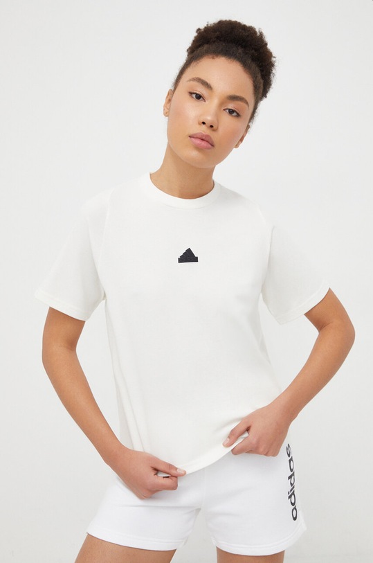 adidas t-shirt Z.N.E damski kolor beżowy IS3920 | Answear.com