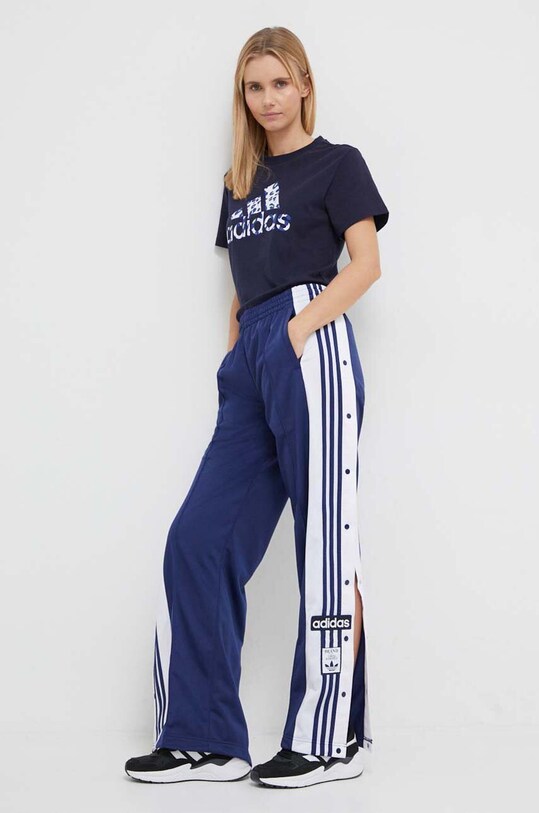 Bavlnené tričko adidas potlač tmavomodrá IT1424