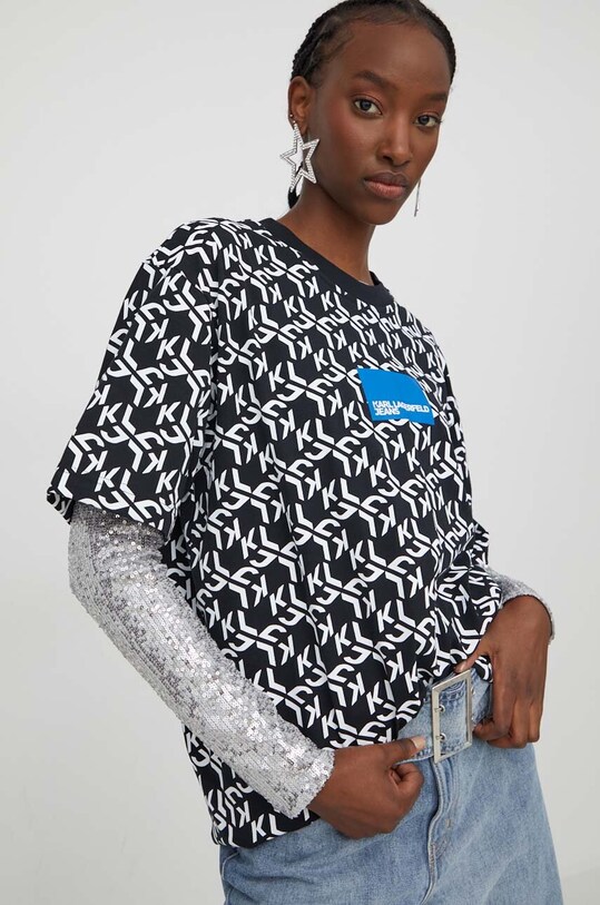 Karl Lagerfeld Jeans t-shirt bawełniany nadruk czarny 240J1711