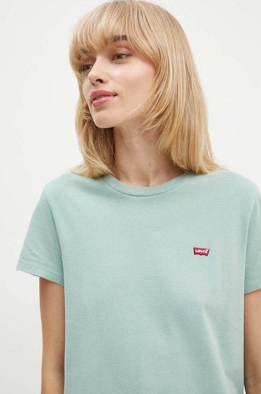 Bavlněné tričko Levi's regular zelená 39185