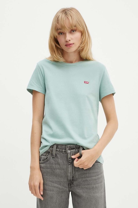 Bavlněné tričko Levi's zelená 39185