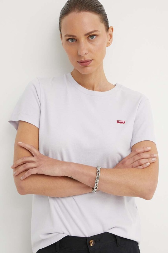 Bavlněné tričko Levi's regular fialová 39185