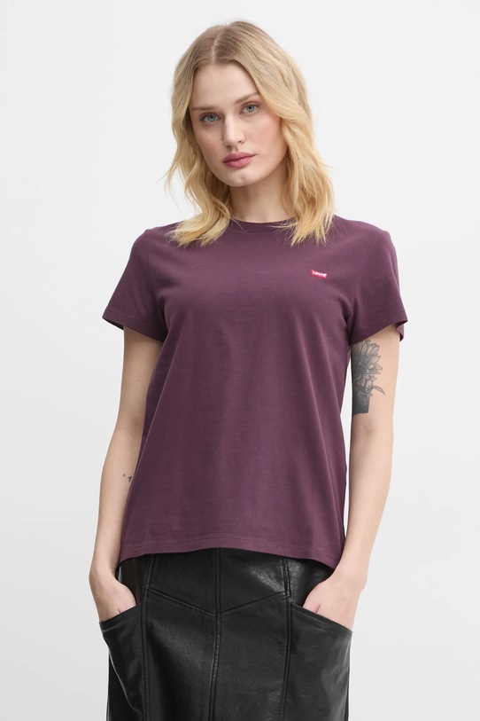 Bavlněné tričko Levi's regular fialová 39185