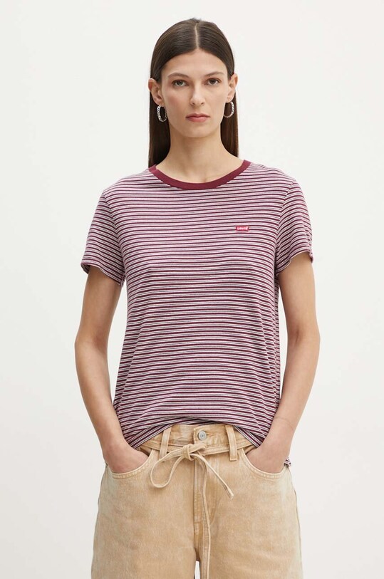 Bavlnené tričko Levi's regular burgundské 39185