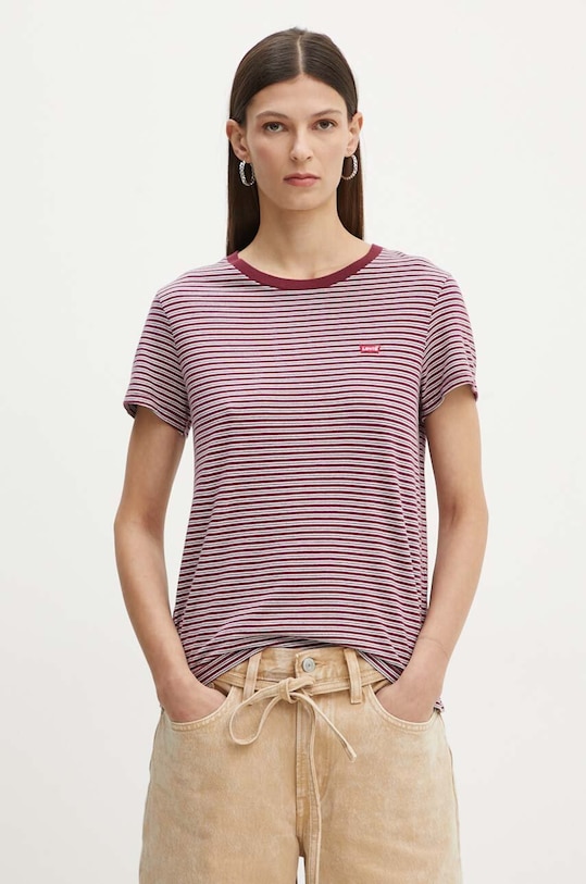 Bavlněné tričko Levi's regular burgundské 39185