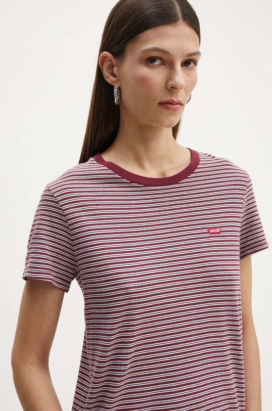 Bavlnené tričko Levi's burgundské 39185