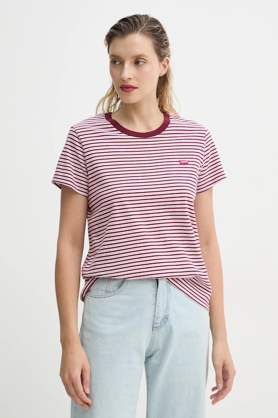 Levi's tricou din bumbac burgundia 39185