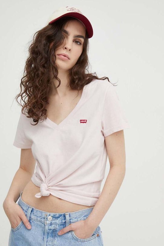 Pamučna majica Levi's regular roza 85341