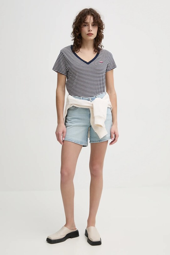 Памучна тениска Levi's 85341 тъмносин SS25