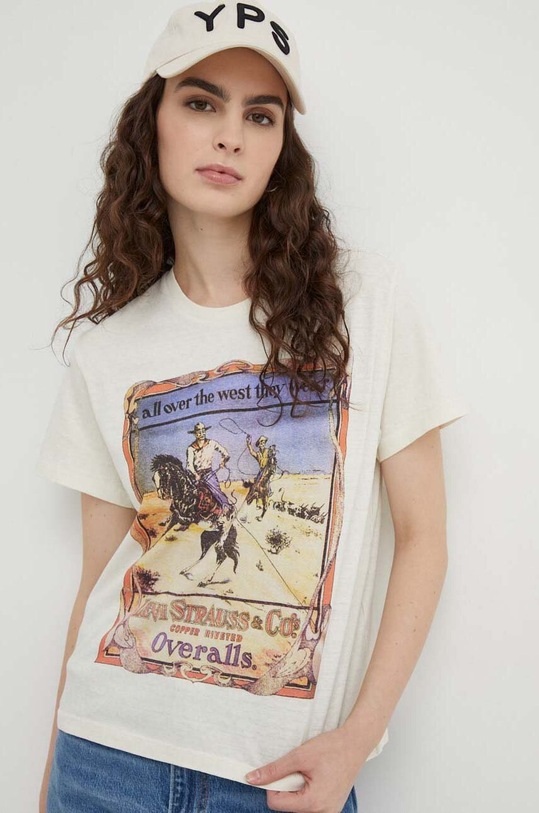 Levi's tricou din bumbac print bej A2226