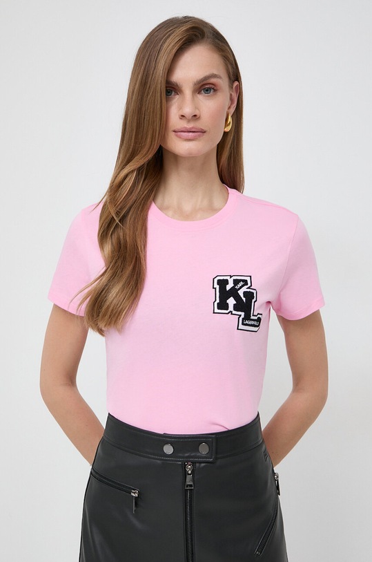 Karl Lagerfeld t-shirt bawełniany różowy 240W1714
