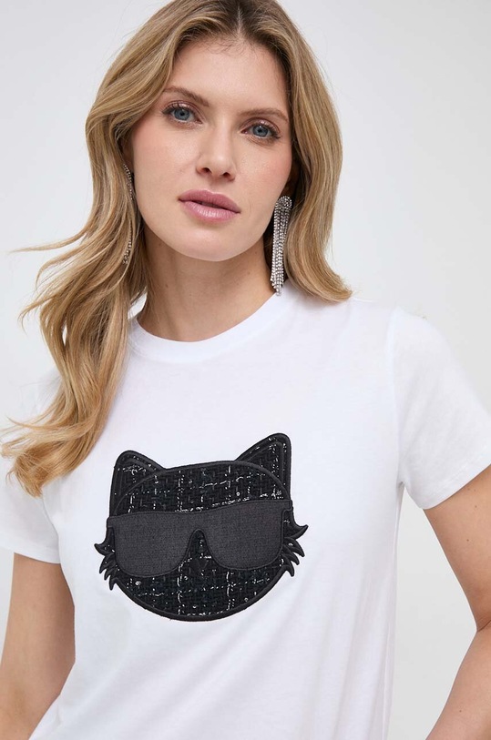Karl Lagerfeld tricou din bumbac imprimeu alb 240W1720
