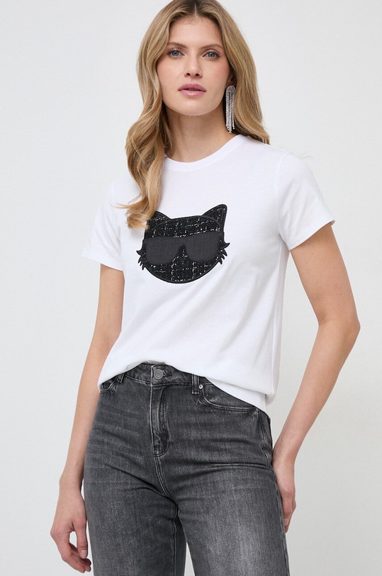 Karl Lagerfeld tricou din bumbac alb 240W1720