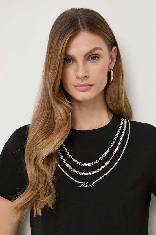 Karl Lagerfeld t-shirt bawełniany czarny 240W1731