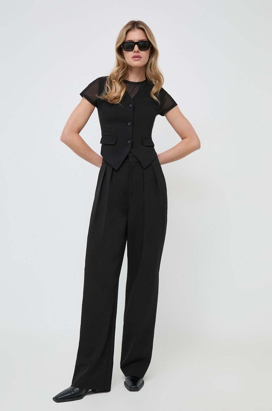 Karl Lagerfeld bluzka z domieszką lnu 240W1708 czarny SS24