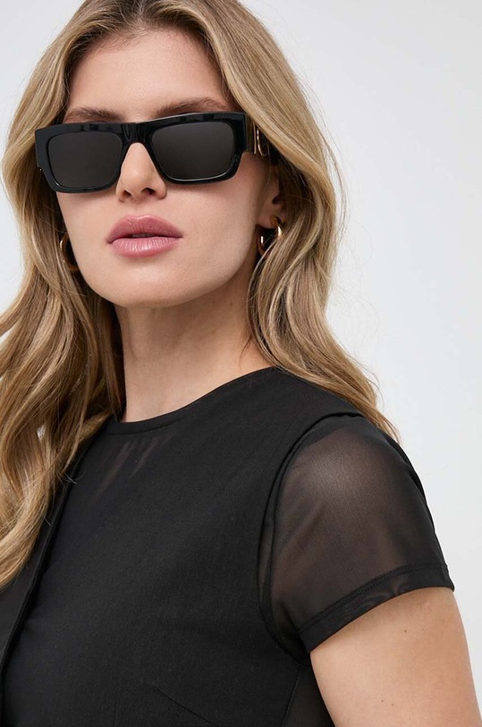 Karl Lagerfeld bluzka z domieszką lnu czarny 240W1708