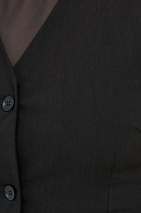 Karl Lagerfeld bluzka z domieszką lnu 240W1708 czarny