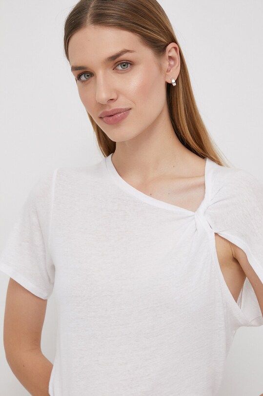 Pepe Jeans t-shirt z domieszką lnu HARMONY biały PL505740