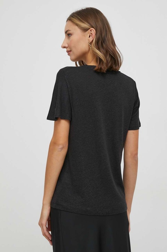 Odzież Pepe Jeans t-shirt z domieszką lnu HARMONY PL505740 czarny