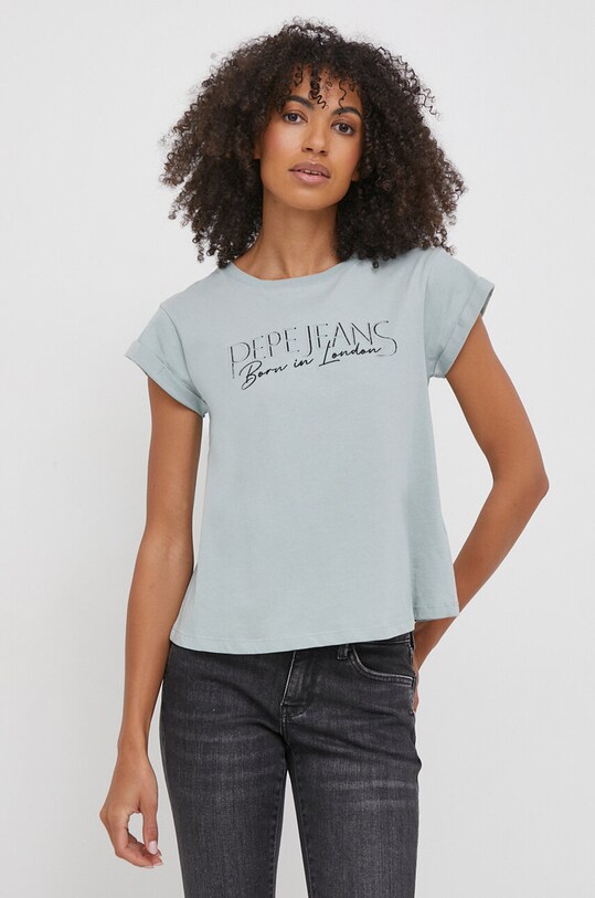 Pepe Jeans t-shirt bawełniany HANNON nadruk zielony PL505751