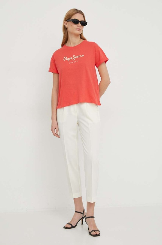 Bavlněné tričko Pepe Jeans HELGA PL505761 červená SS24