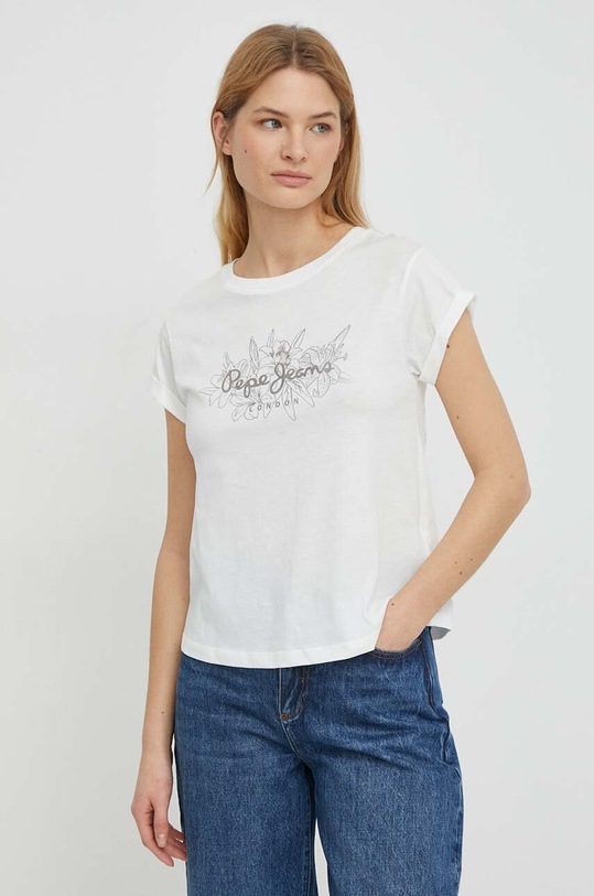 Bavlněné tričko Pepe Jeans HELEN bílá PL505767