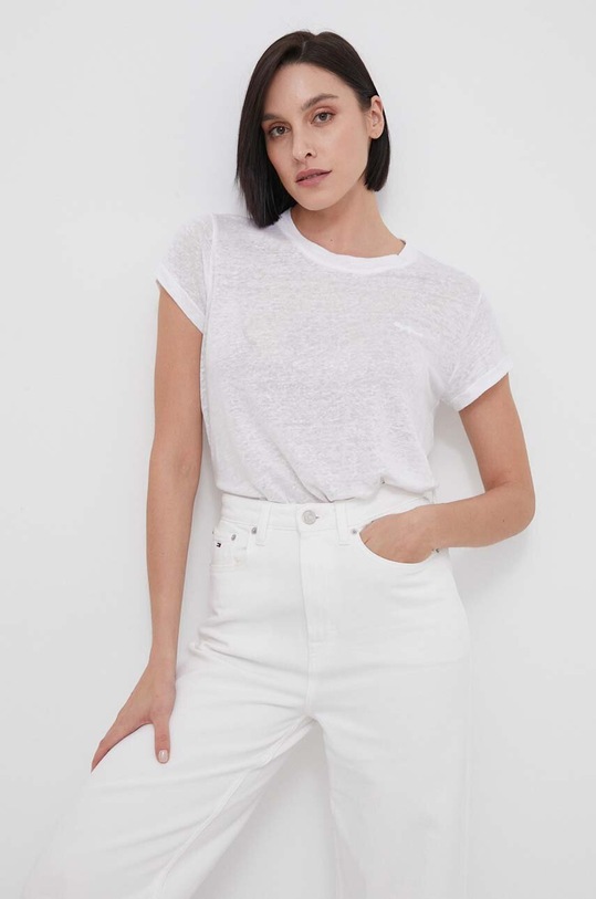 Ленена тениска Pepe Jeans LILIAN стандартна бял PL505768