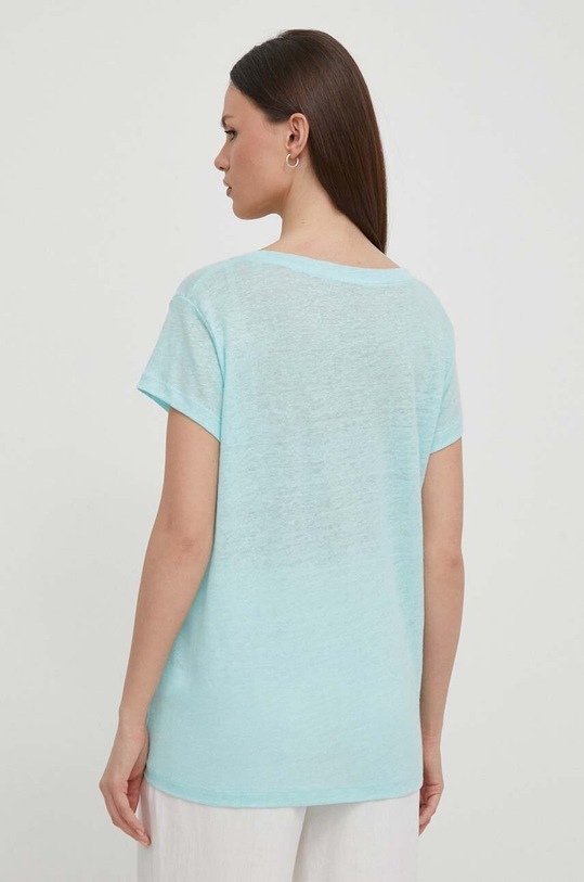Odzież Pepe Jeans t-shirt lniany LILIAN PL505768 turkusowy