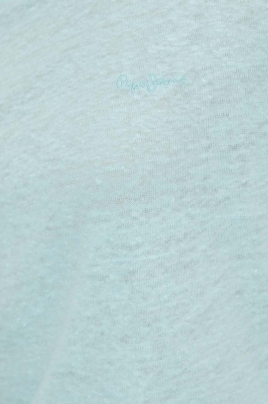 Pepe Jeans t-shirt lniany LILIAN PL505768 turkusowy