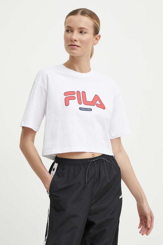 Pamučna majica Fila Lucena print bijela FAW0757