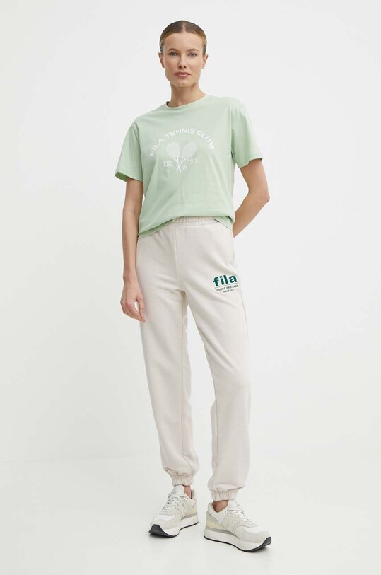 Хлопковая футболка Fila Luanda FAW0771 зелёный SS24