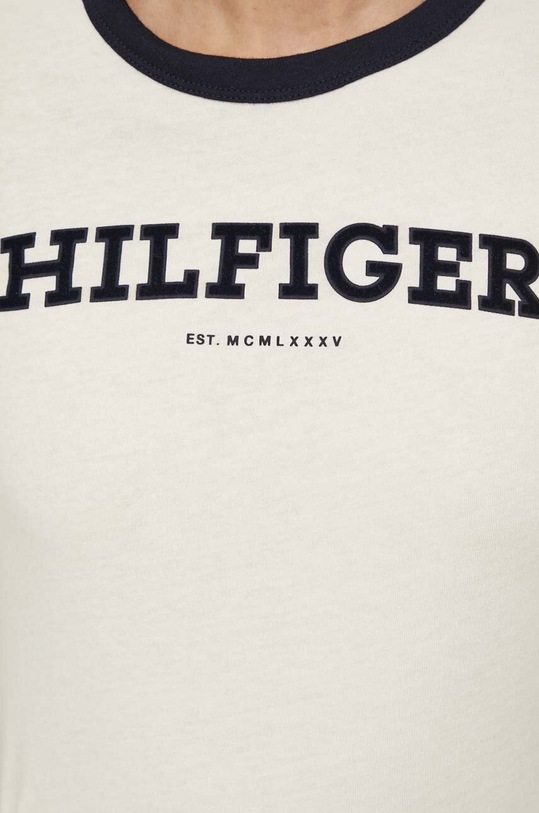 Βαμβακερό μπλουζάκι Tommy Hilfiger μπεζ WW0WW41208