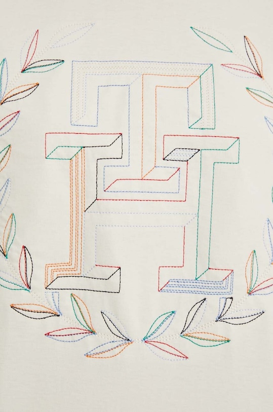 Bavlněné tričko Tommy Hilfiger WW0WW41216 béžová