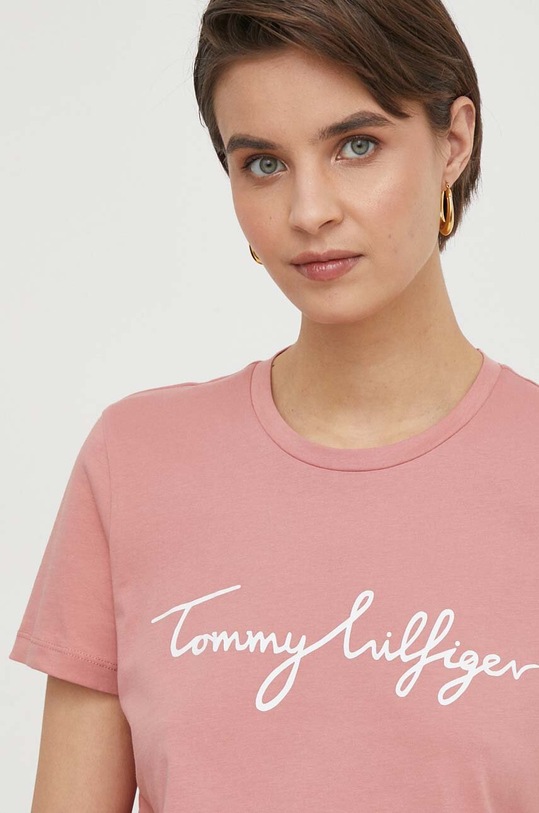 Odzież Tommy Hilfiger t-shirt bawełniany WW0WW41674 różowy