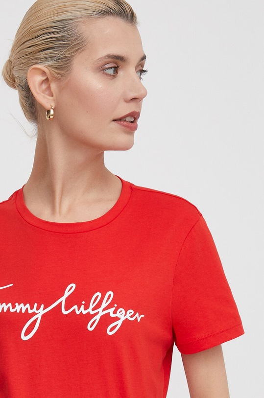 Tommy Hilfiger t-shirt bawełniany czerwony WW0WW41674