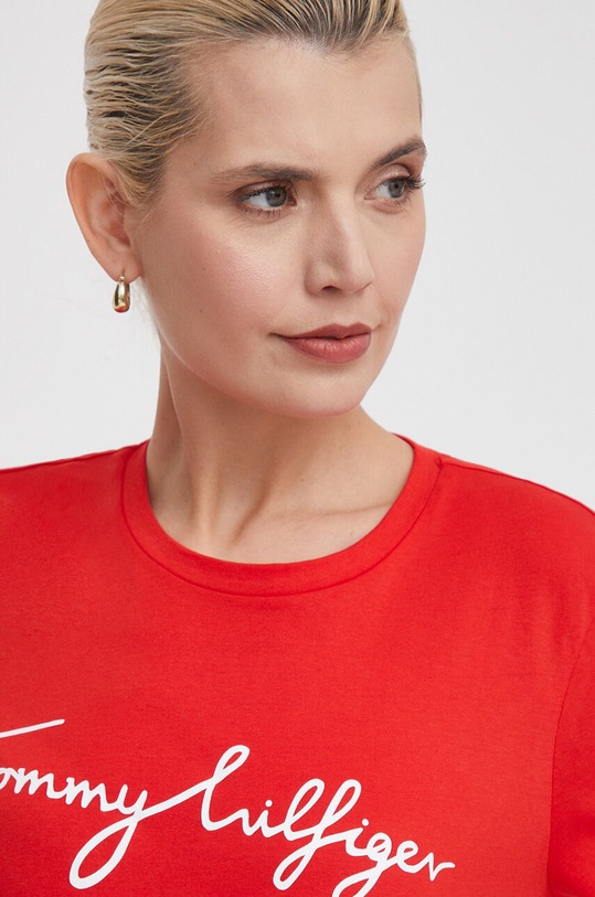 Bavlnené tričko Tommy Hilfiger WW0WW41674 červená