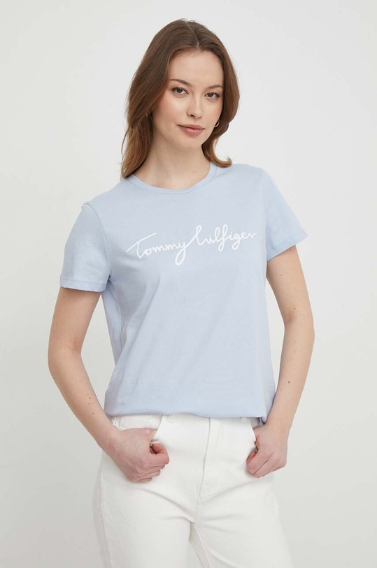 Tommy Hilfiger t-shirt bawełniany nadruk niebieski WW0WW41674