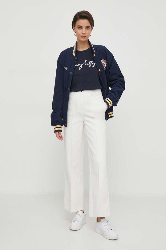 Tommy Hilfiger t-shirt bawełniany WW0WW41674 granatowy SS24
