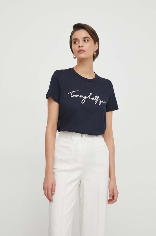 Tommy Hilfiger t-shirt bawełniany WW0WW41674 granatowy