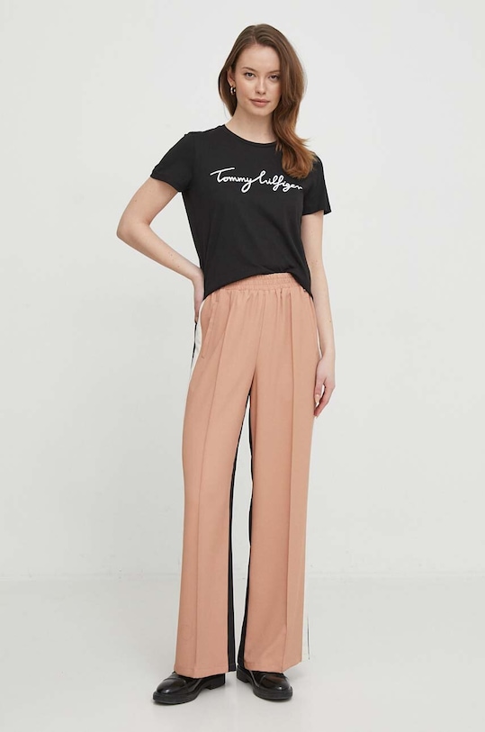 Tommy Hilfiger t-shirt bawełniany WW0WW41674 czarny SS24