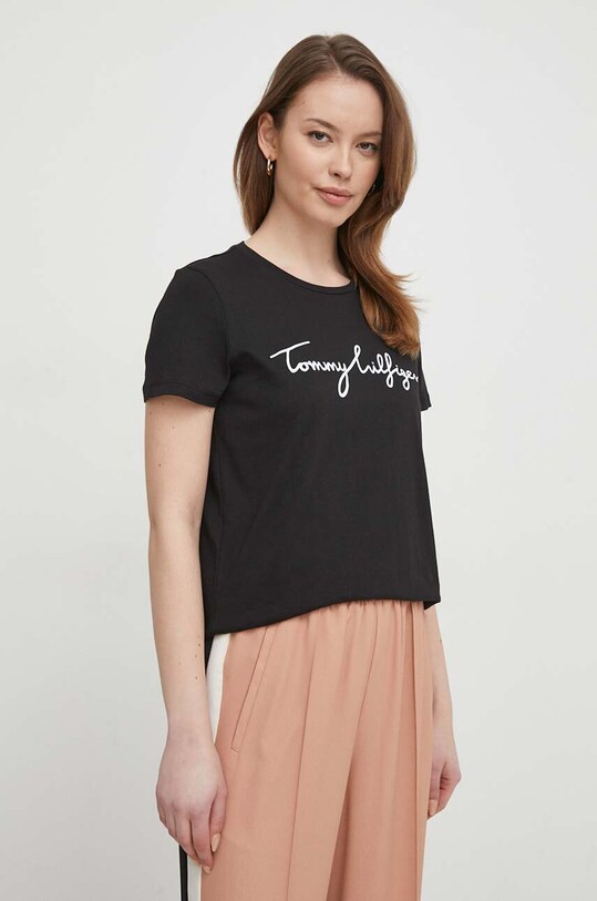 Bavlněné tričko Tommy Hilfiger černá WW0WW41674