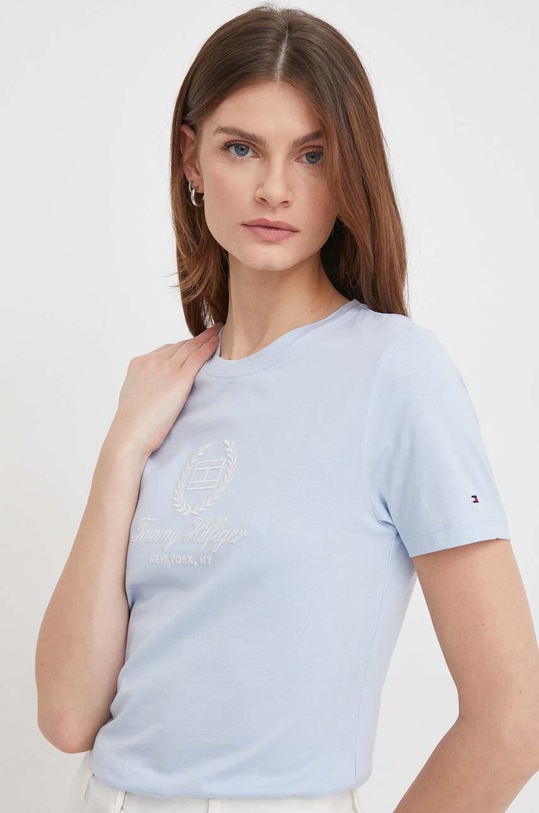 Хлопковая футболка Tommy Hilfiger голубой WW0WW41761