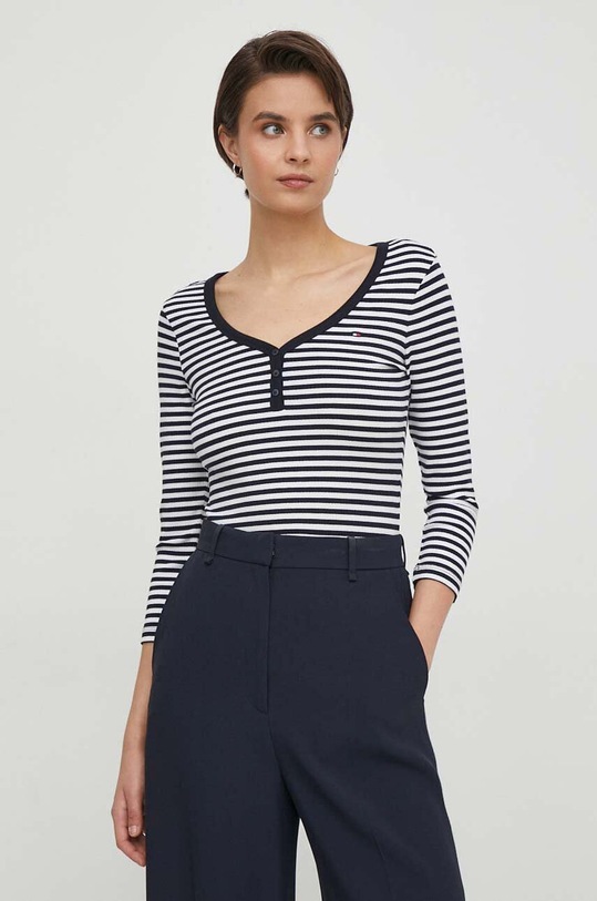 Tričko s dlouhým rukávem Tommy Hilfiger regular námořnická modř WW0WW41995