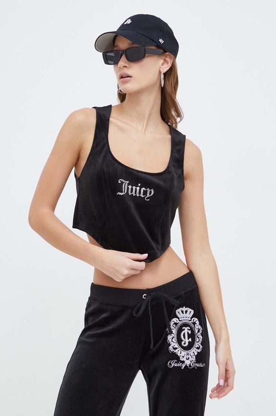 Juicy Couture bársony felső fekete JCWCT23305.101